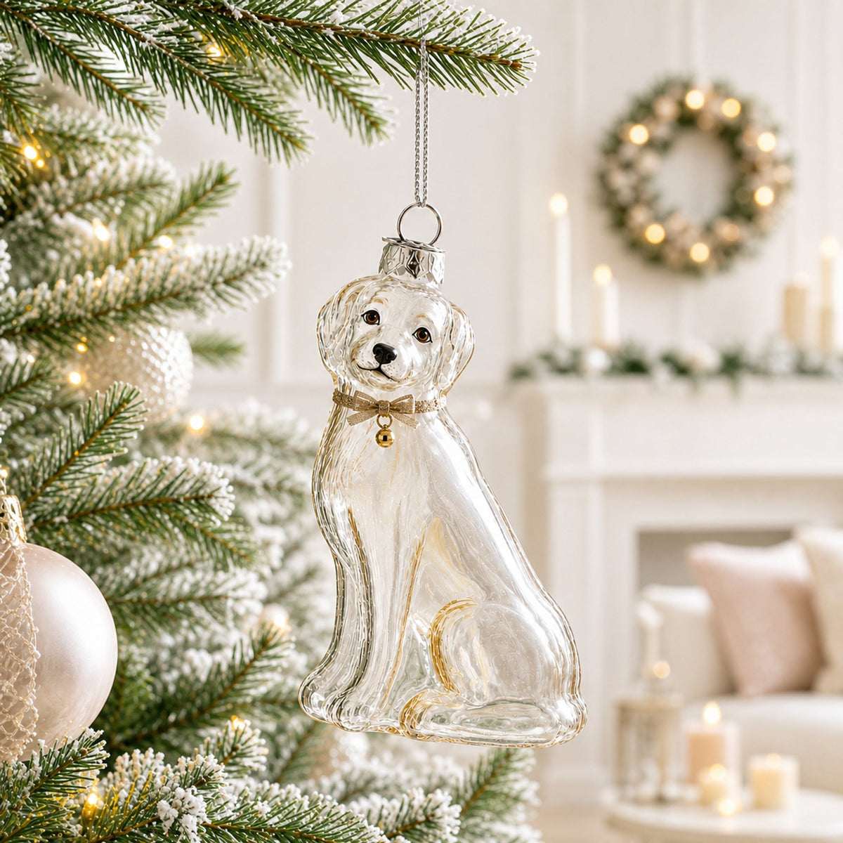 Transparent Dog Clear Glass Christmas Ornament