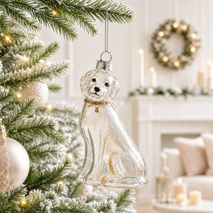 Transparent Dog Clear Glass Christmas Ornament