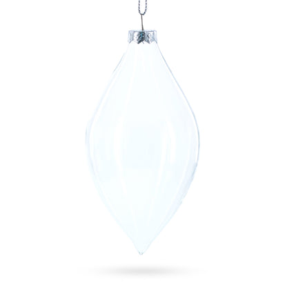 Set of 3 Oval Icicle Clear Glass Christmas Ornament 5.4 Inches (137 mm)