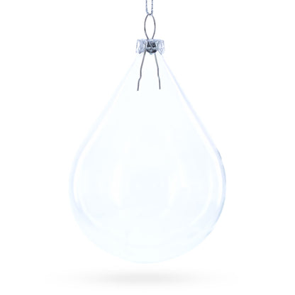 Set of 3 Water Drop Clear Glass Ornament 4.5 Inches (115 mm)