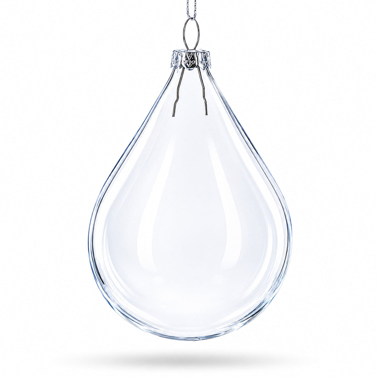 Set of 3 Water Drop Clear Glass Ornament 4.5 Inches