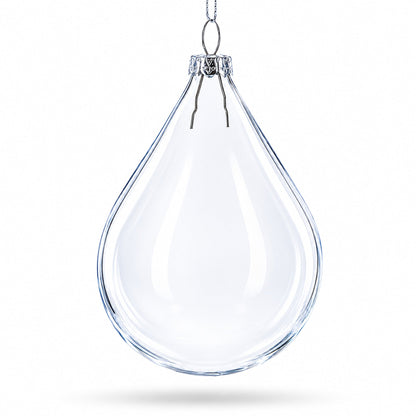 Set of 3 Water Drop Clear Glass Ornament 4.5 Inches