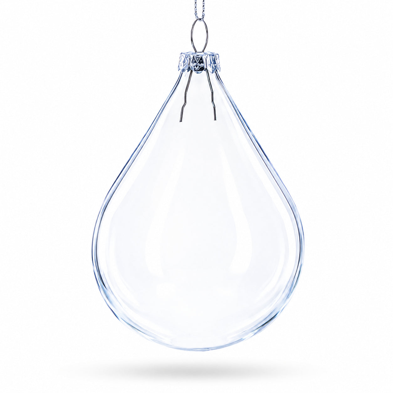 Set of 3 Water Drop Clear Glass Ornament 4.5 Inches
