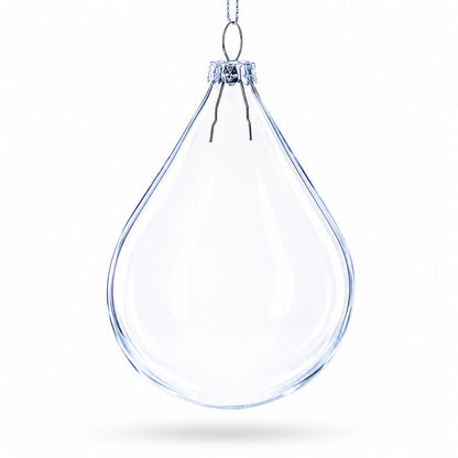 Set of 3 Water Drop Clear Glass Ornament 4.5 Inches