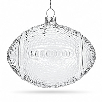 Football Clear Glass Christmas Ornament