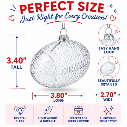 Football Clear Glass Christmas Ornament
