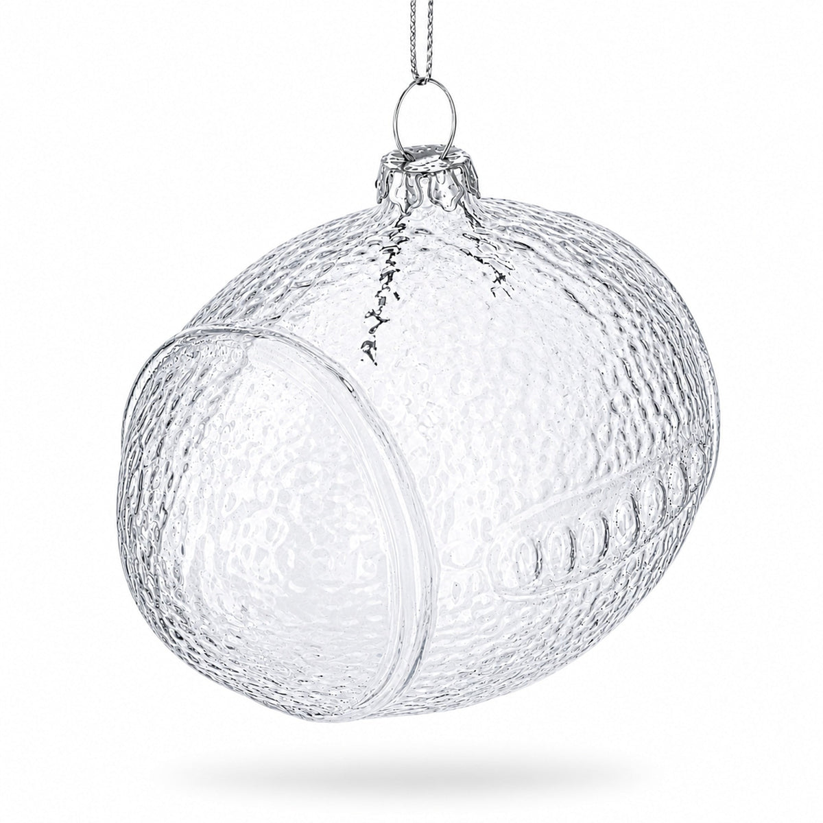 Football Clear Glass Christmas Ornament