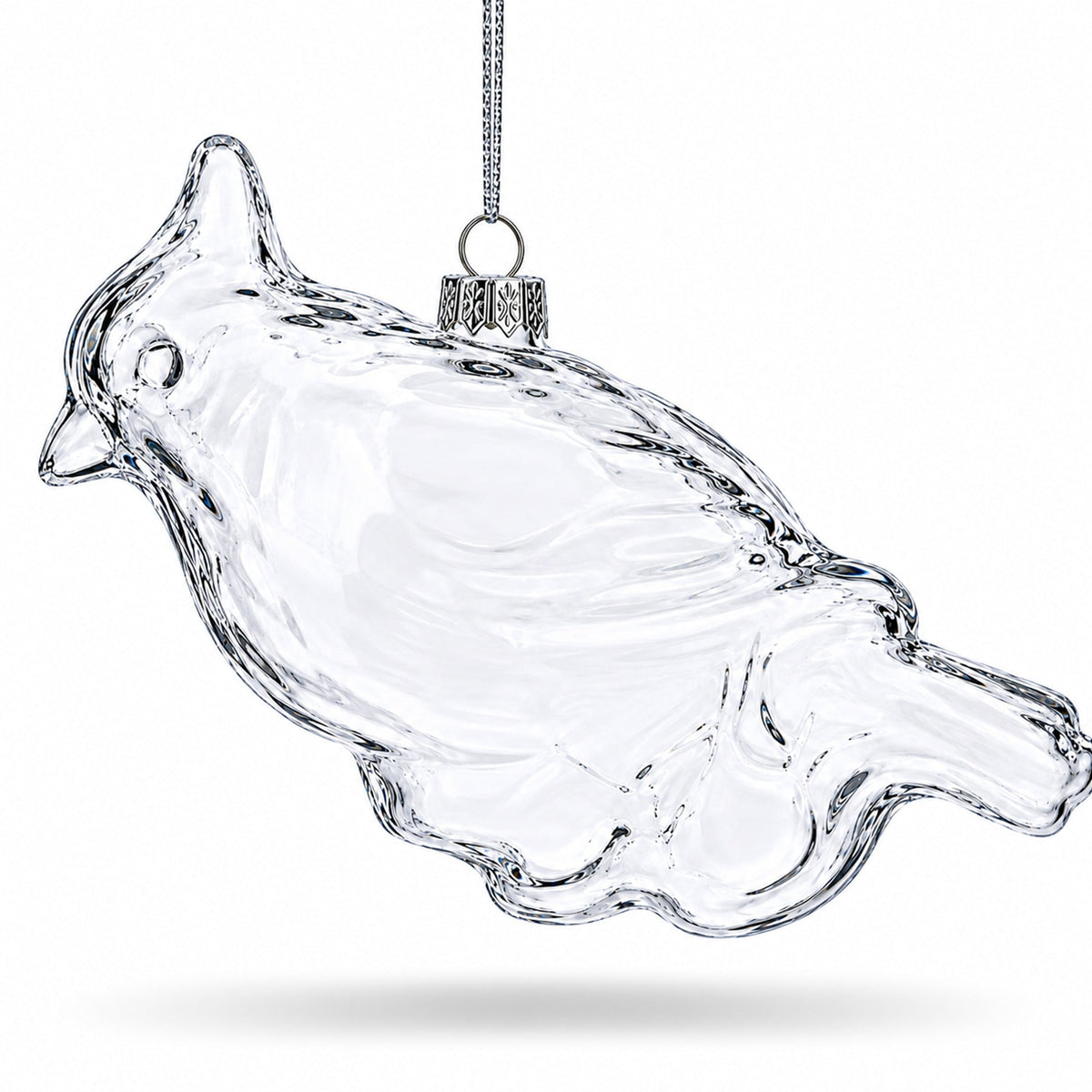 Cardinal Clear Glass Christmas Ornament