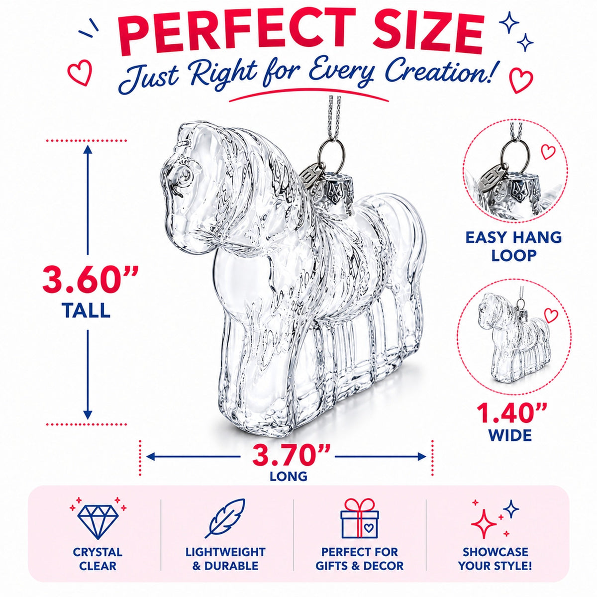 Horse Clear Glass Christmas Ornament