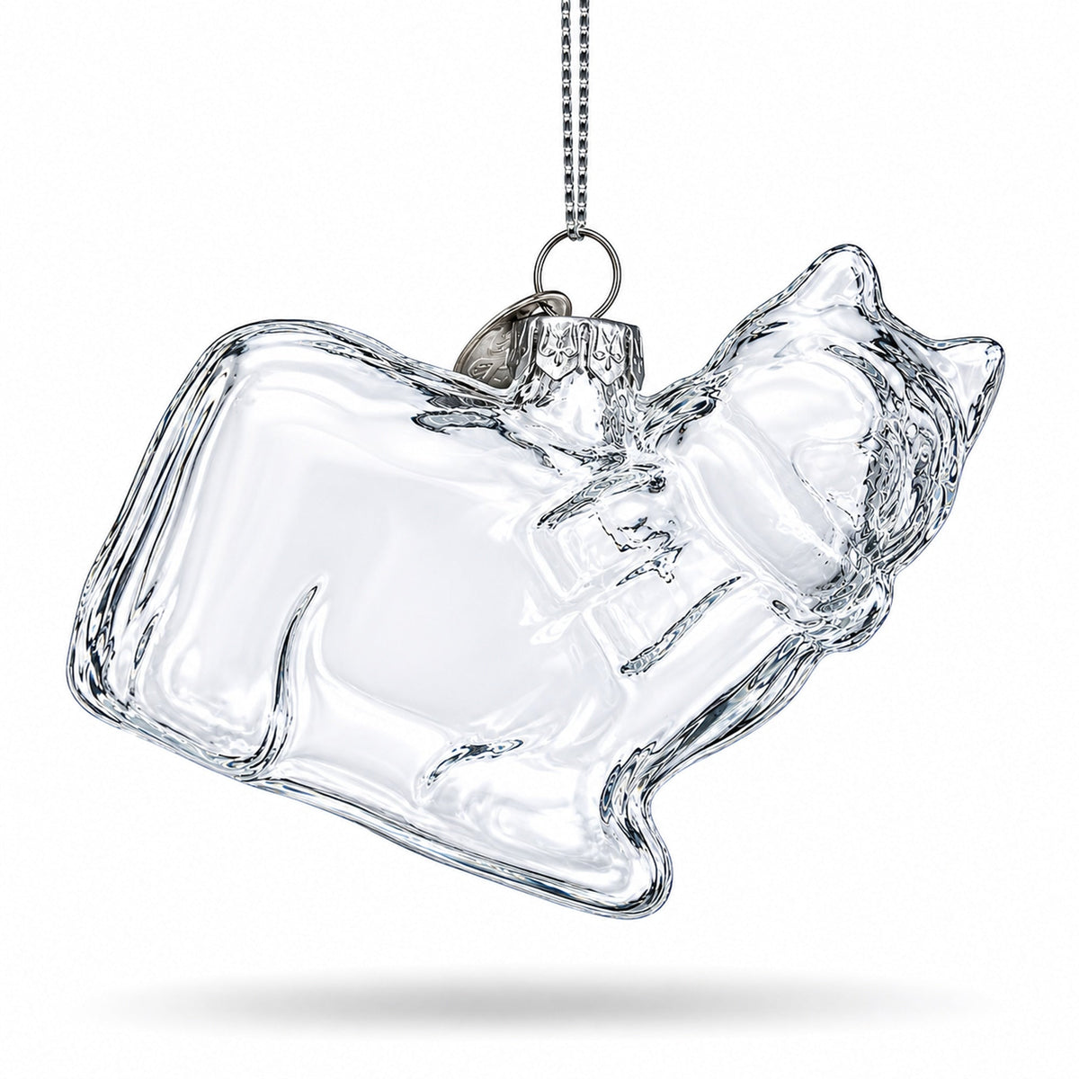 Cat in Scarf Clear Glass Christmas Ornament