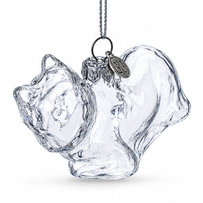 Cat in Scarf Clear Glass Christmas Ornament