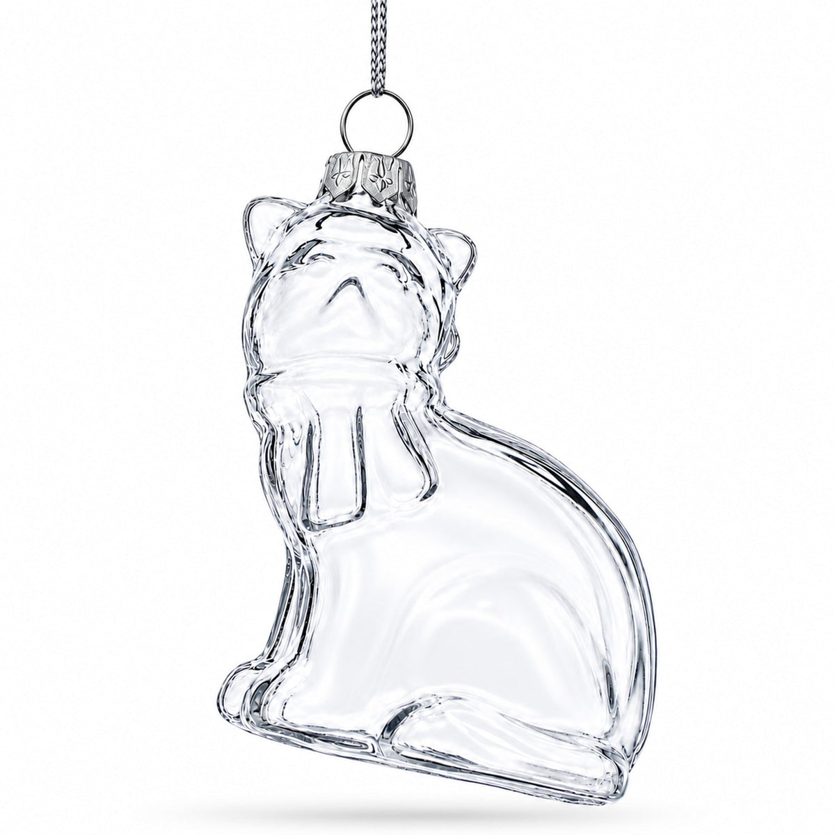 Cat Clear Glass Christmas Ornament