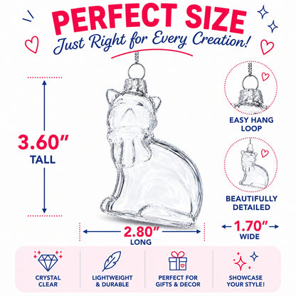 Cat Clear Glass Christmas Ornament