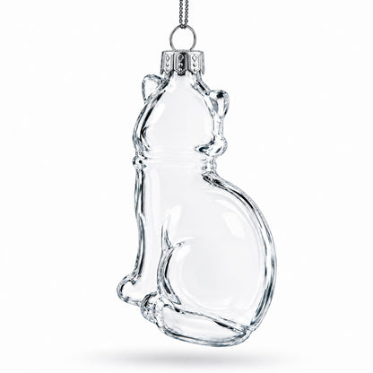 Cat Clear Glass Christmas Ornament