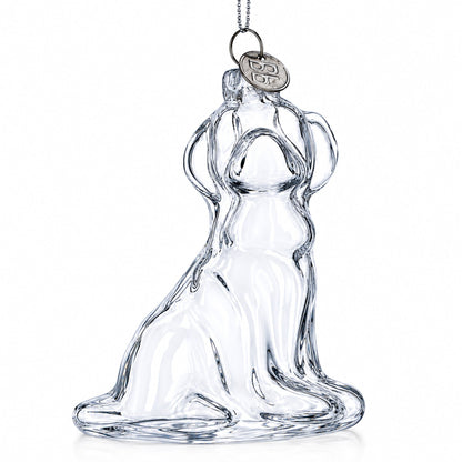 Dog with Festive Bow Clear Glass Christmas Ornament