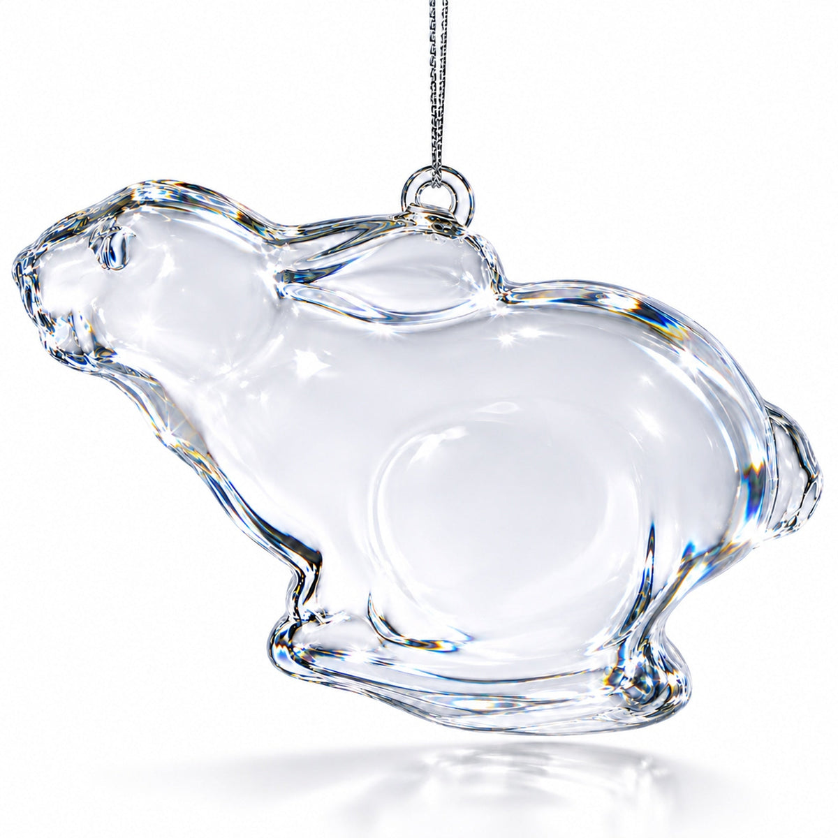 Bunny Clear Glass Christmas Ornament
