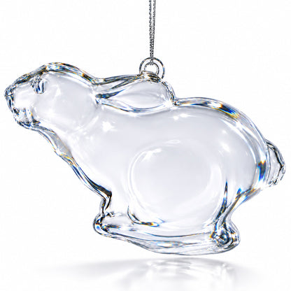 Bunny Clear Glass Christmas Ornament