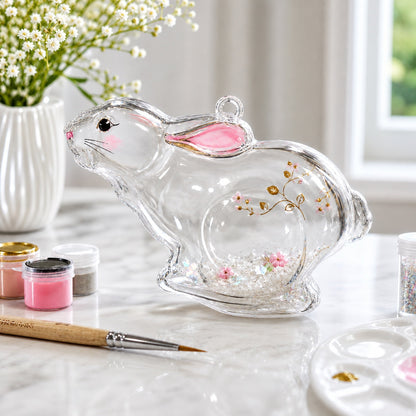 Bunny Clear Glass Christmas Ornament