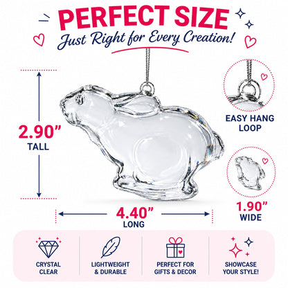 Bunny Clear Glass Christmas Ornament