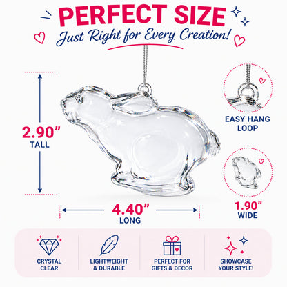 Bunny Clear Glass Christmas Ornament