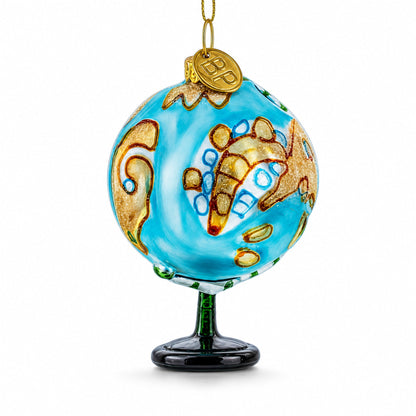World Sphere Globe Glass Christmas Ornament