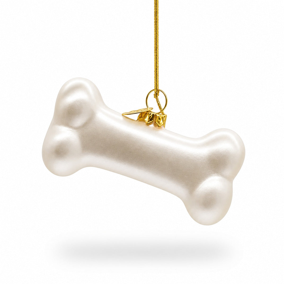 White Dog Bone Glass Christmas Ornament
