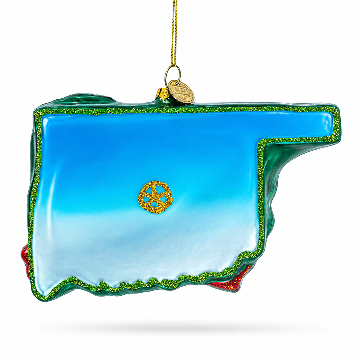 State of Oklahoma Symbols, USA Glass Christmas Ornament
