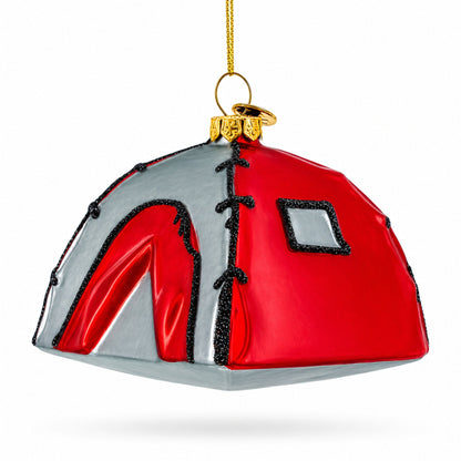 Camping Tent Mini Glass Christmas Ornament