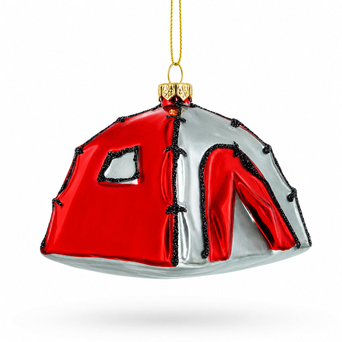 Camping Tent Mini Glass Christmas Ornament