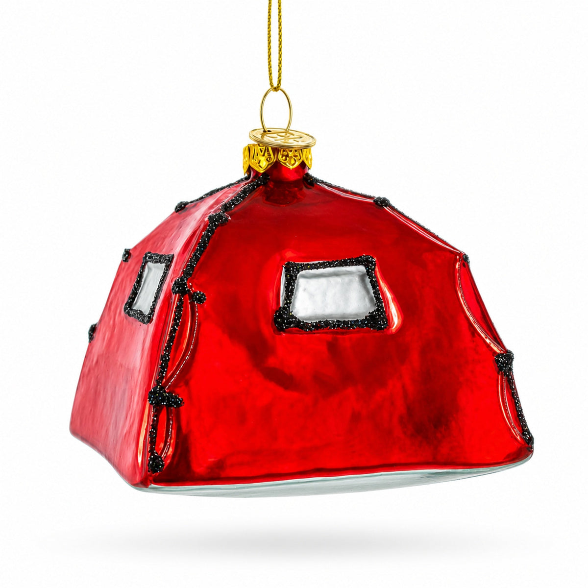 Camping Tent Mini Glass Christmas Ornament