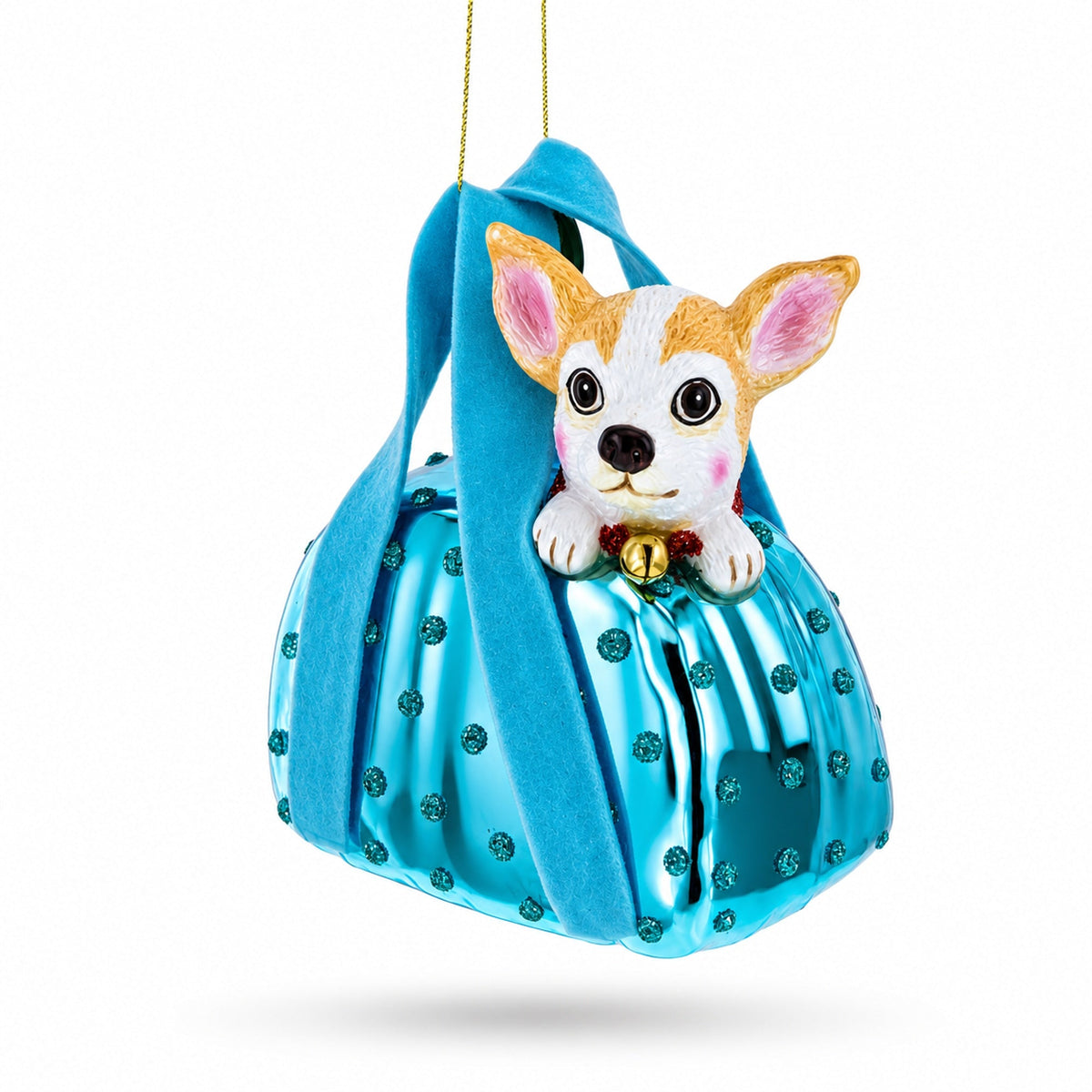 Chic Chihuahua in Handbag Glass Christmas Ornament