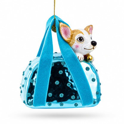 Chic Chihuahua in Handbag Glass Christmas Ornament