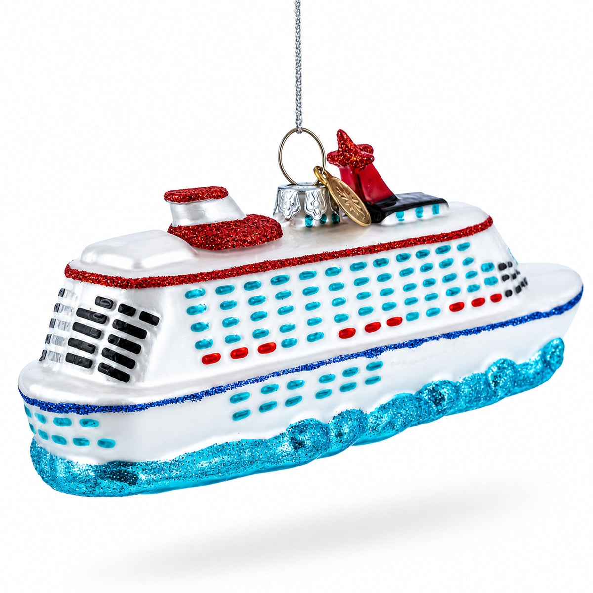 Voyage Aboard a Majestic White Cruise Ship Glass Christmas Ornament