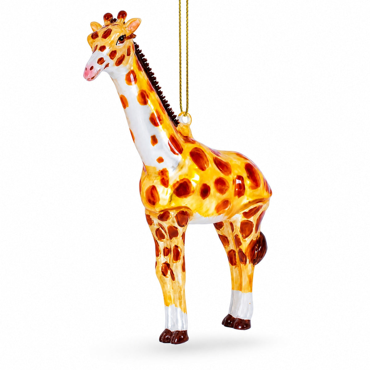 Glittered Giraffe Glass Christmas Ornament
