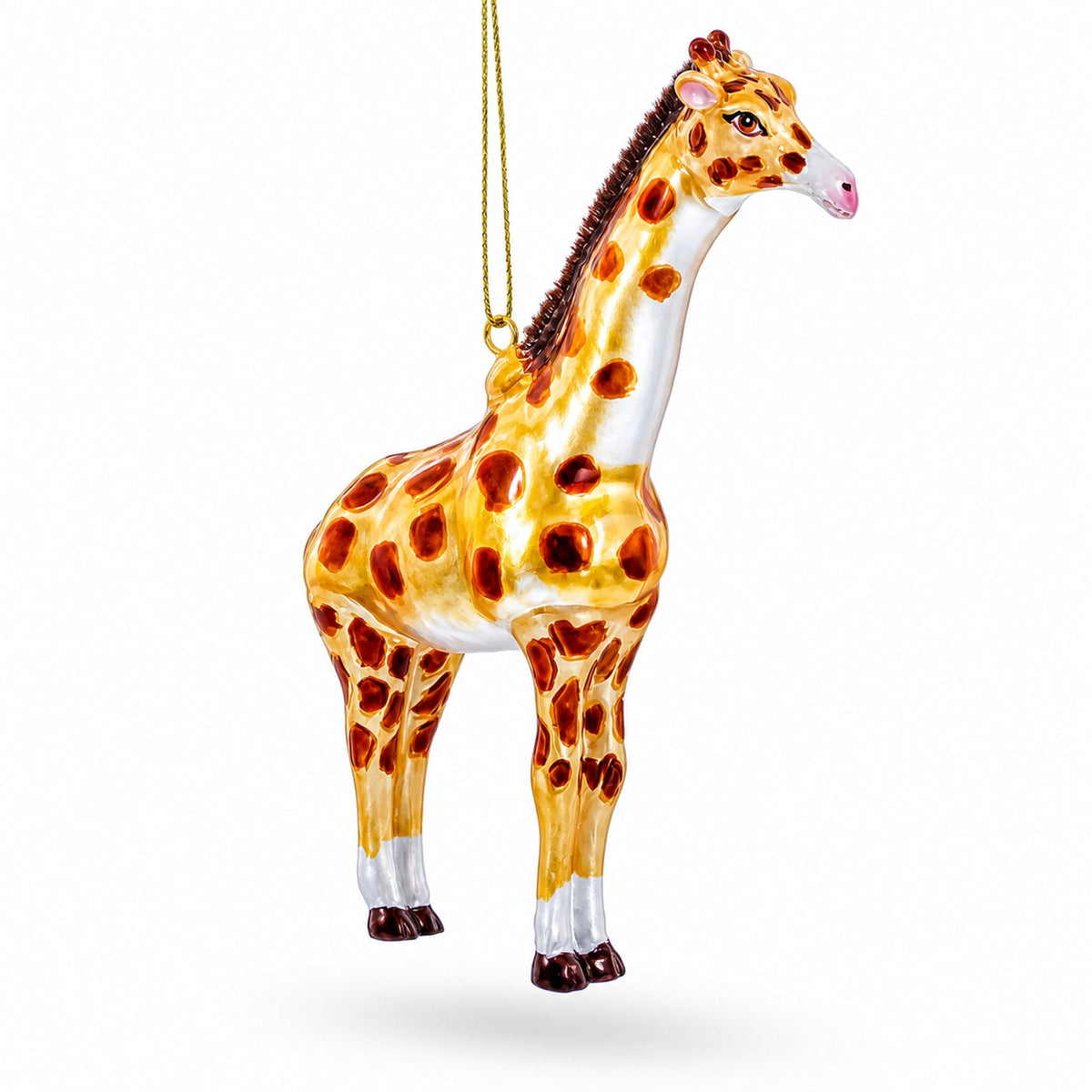 Glittered Giraffe Glass Christmas Ornament