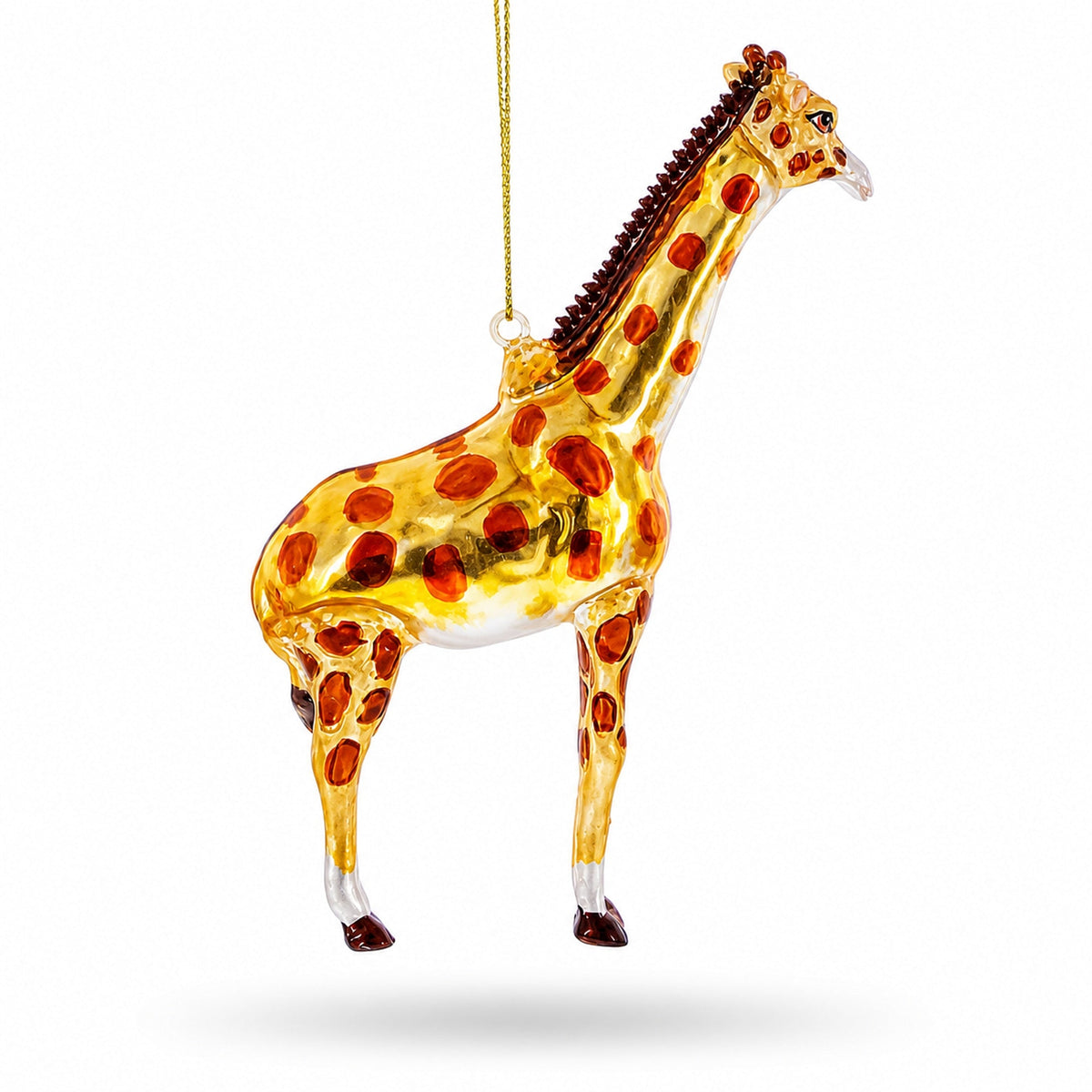 Glittered Giraffe Glass Christmas Ornament
