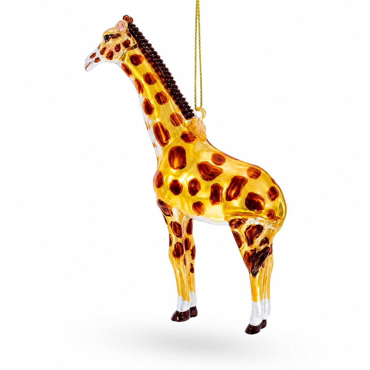 Glittered Giraffe Glass Christmas Ornament