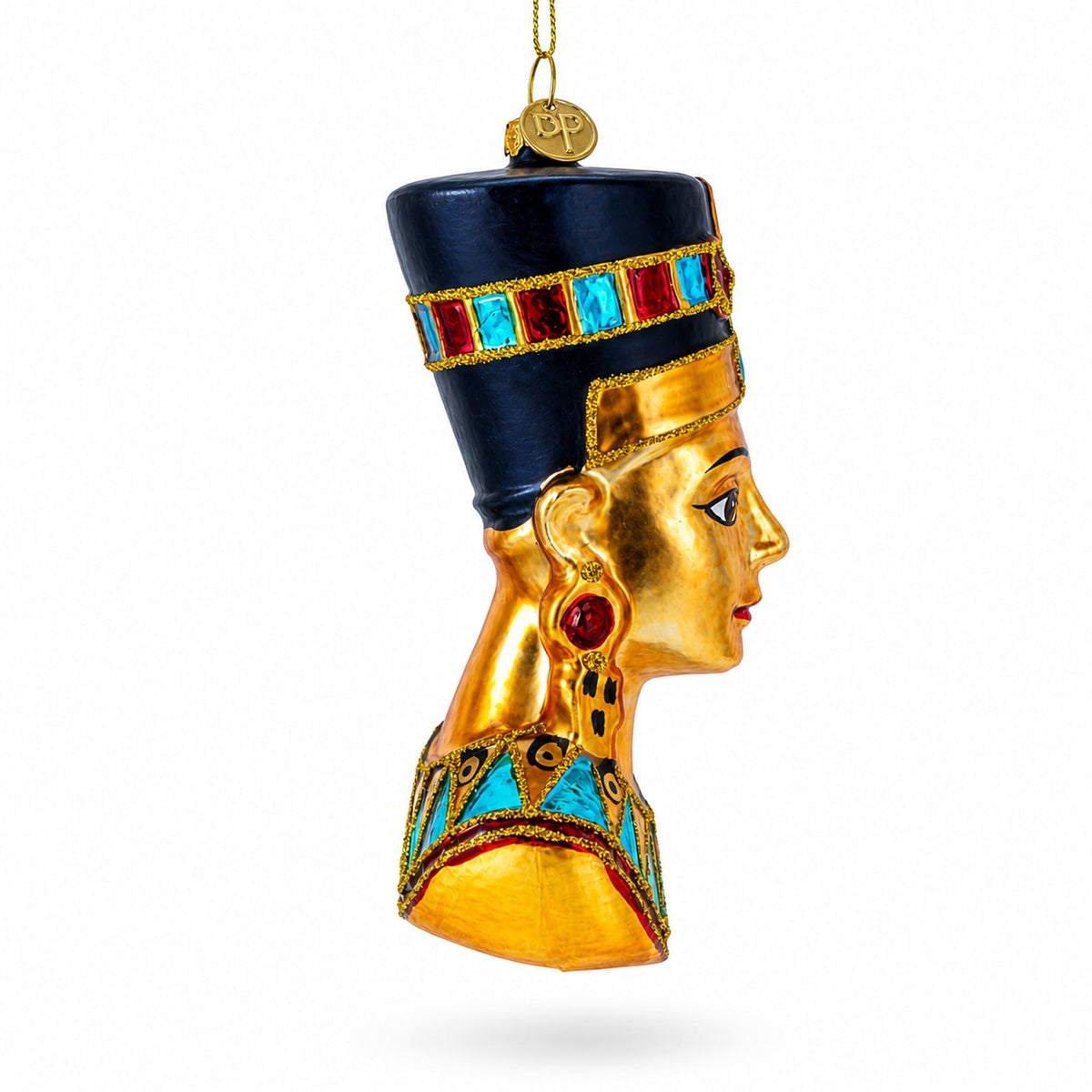 Egyptian Queen Nefertiti Glass Christmas Ornament