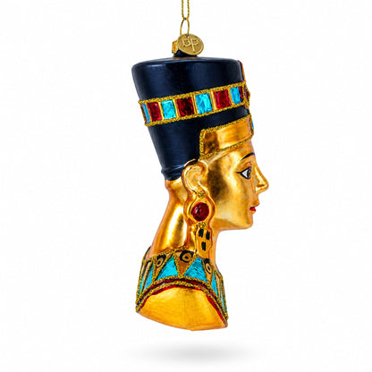 Egyptian Queen Nefertiti Glass Christmas Ornament