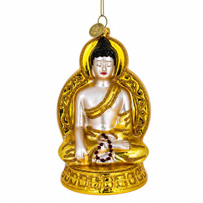 Golden Buddha Glass Christmas Ornament