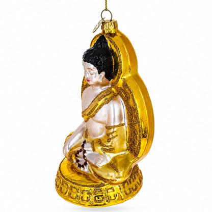 Golden Buddha Glass Christmas Ornament