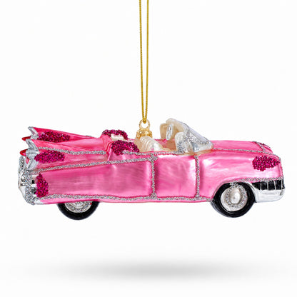 Classic Convertible Retro Car Glass Christmas Ornament