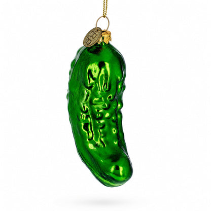Shimmering Metallic Pickle Glass Christmas Ornament