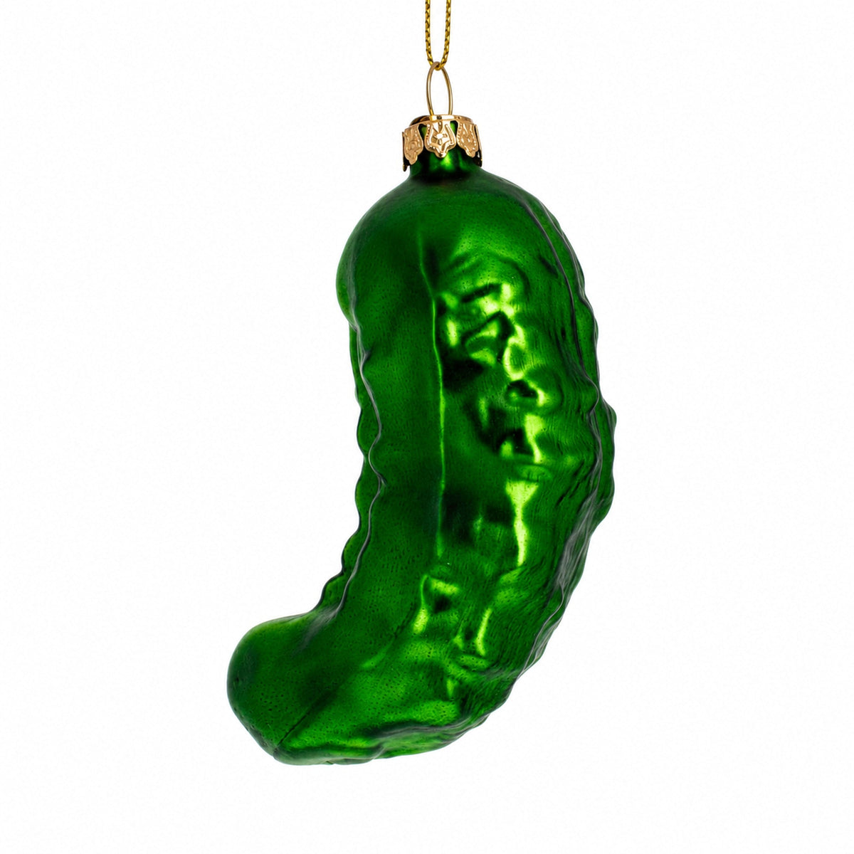Shimmering Metallic Pickle Glass Christmas Ornament
