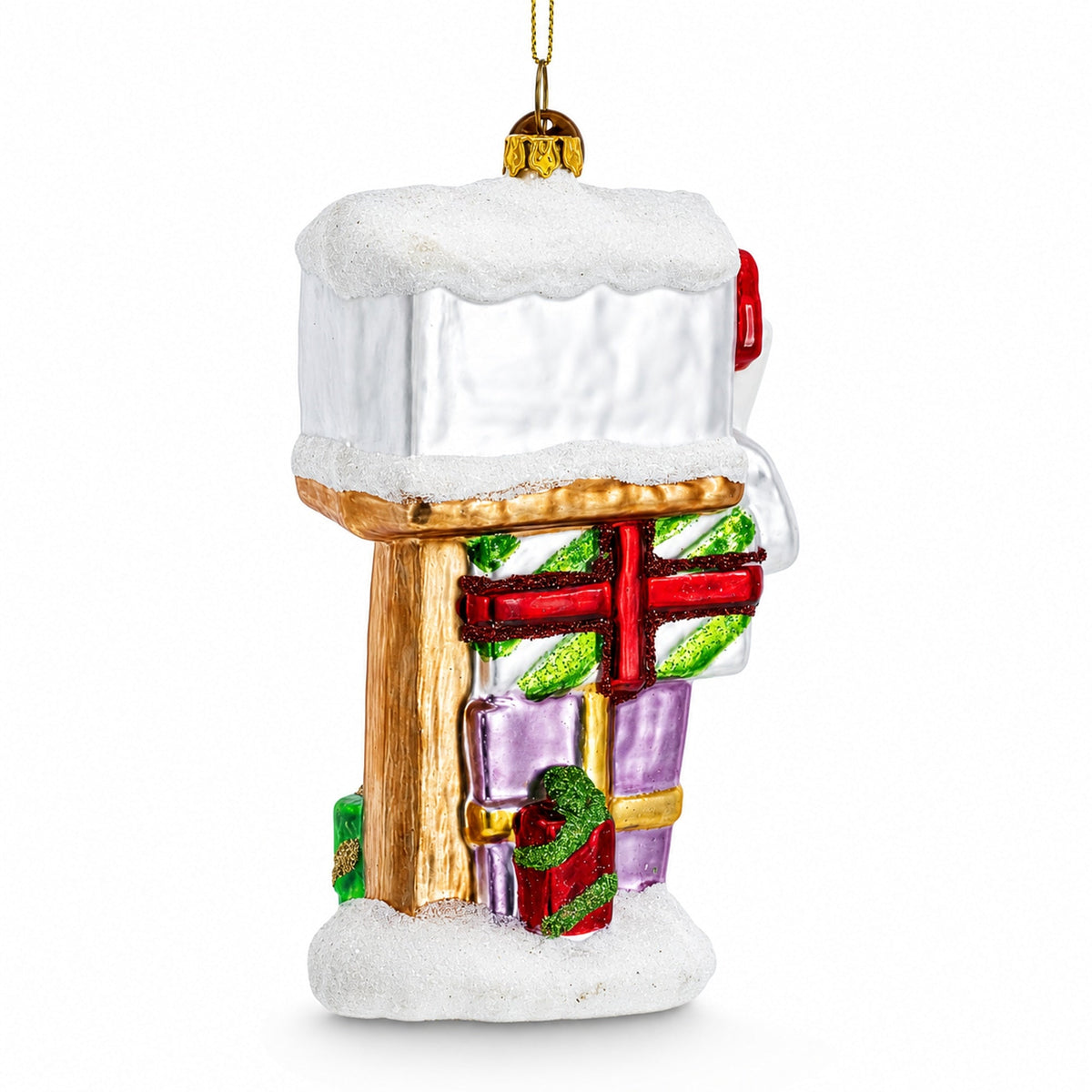 Mailbox with Letters and Gifts Glass Christmas Ornament