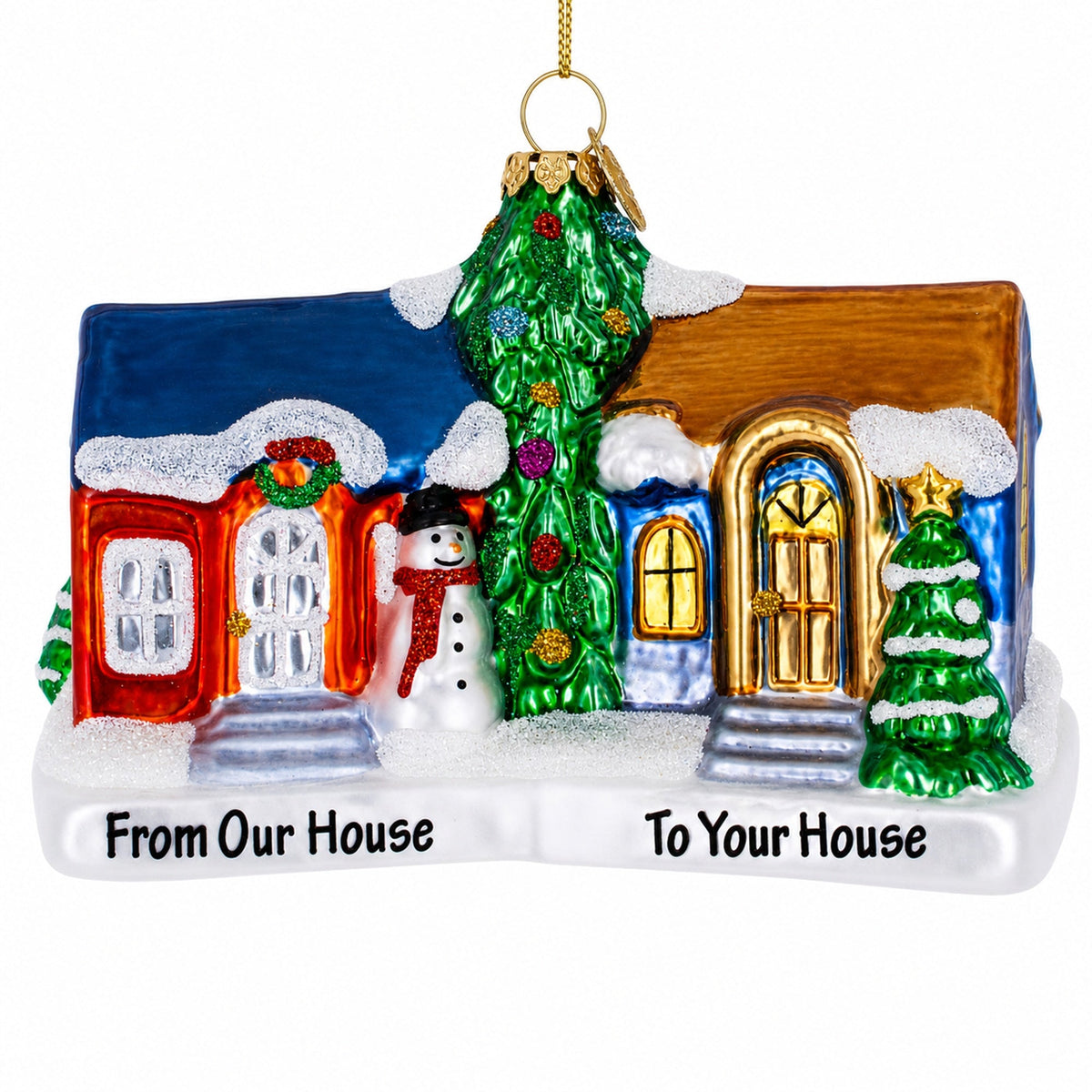 Neighborly Welcome House Glass Christmas Ornament