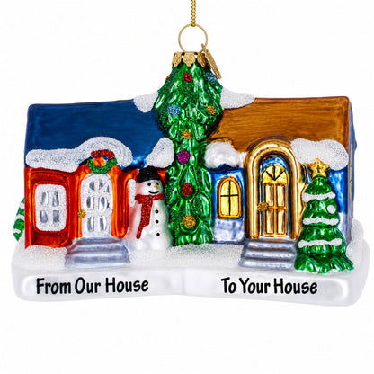 Neighborly Welcome House Glass Christmas Ornament