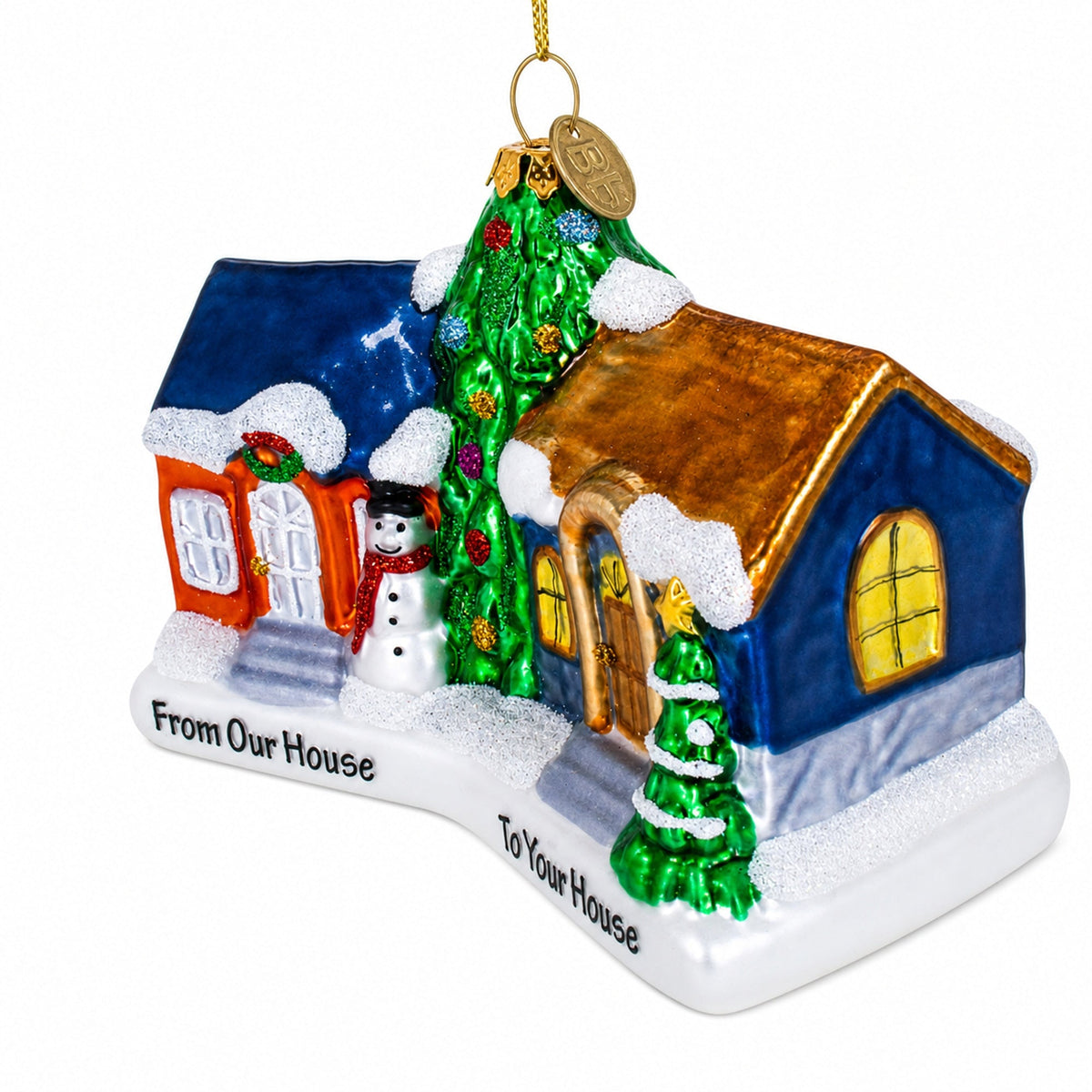 Neighborly Welcome House Glass Christmas Ornament