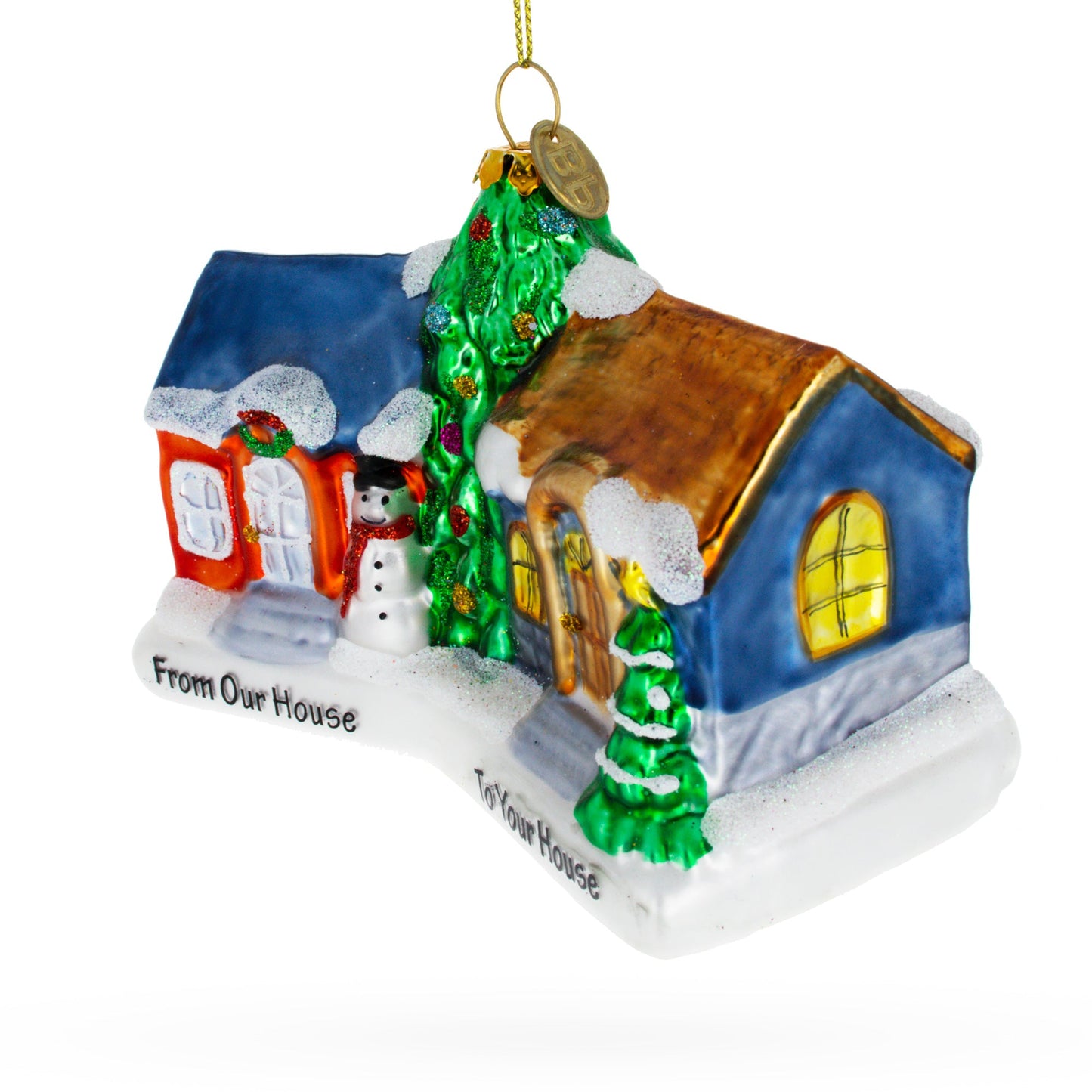 Neighborly Welcome House Glass Christmas Ornament
