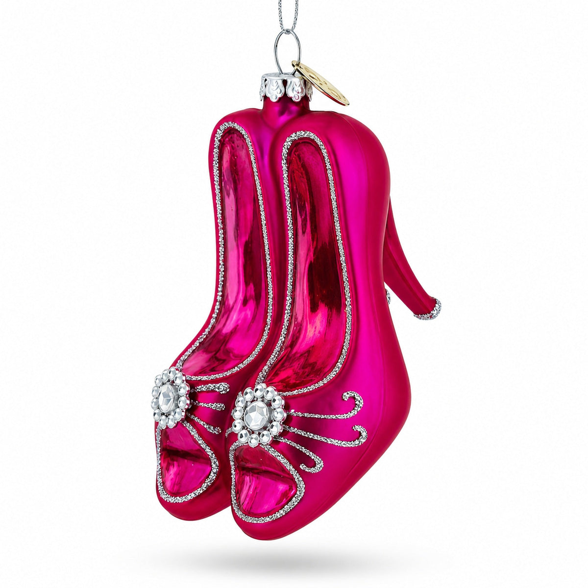 Chic Pink High Heels Glass Christmas Ornament